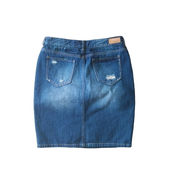 Buffalo David Bitton Cecilia Denim Blue Cotton Midi Mid Rise Jean Skirt, 28 - Picture 3 of 7